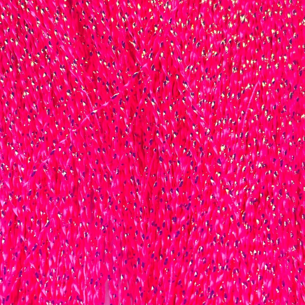 Glow in the dark fluorescent Fly Tying Material for fly fishing red color in detail
