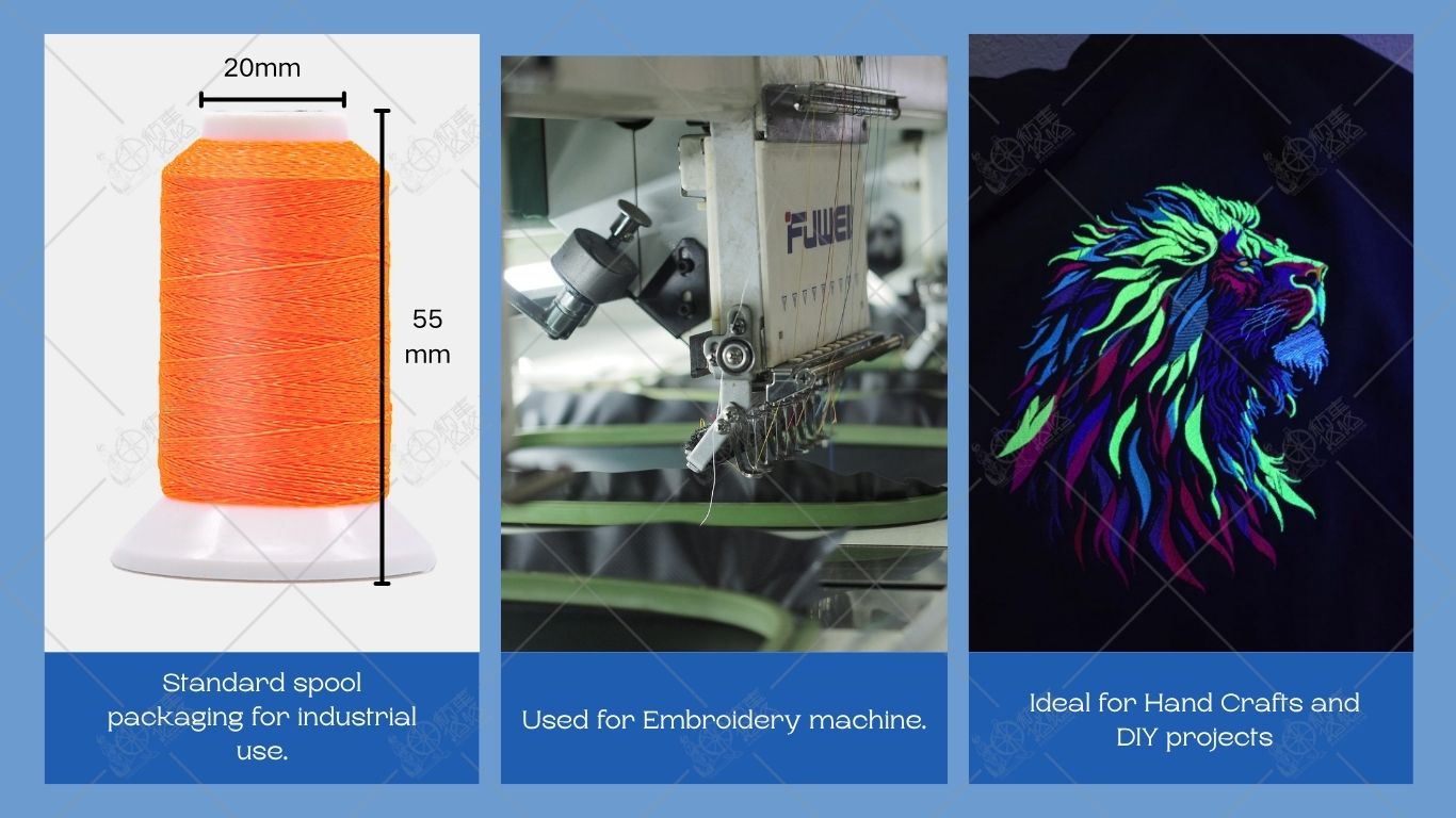 Metallic Fluorescent Glow in the Dark Embroidery Thread Kit (200m spool)