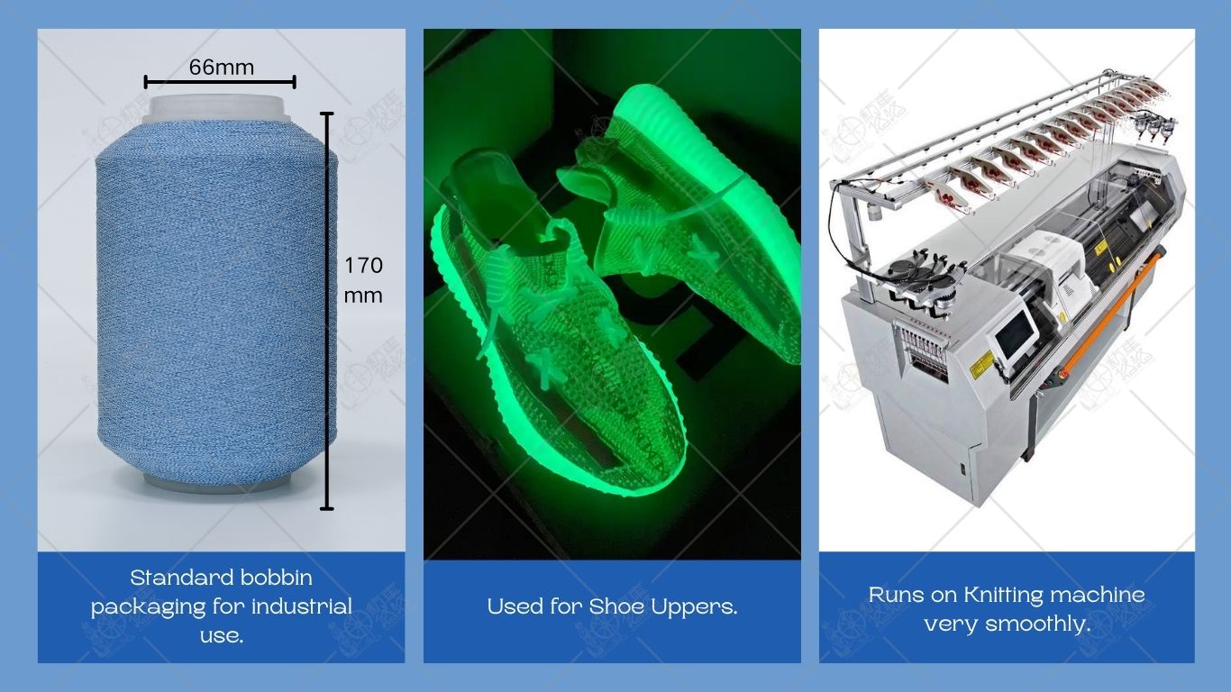 Glow in the dark Fluorescent Flyknitting Yarn for Shoe Upper