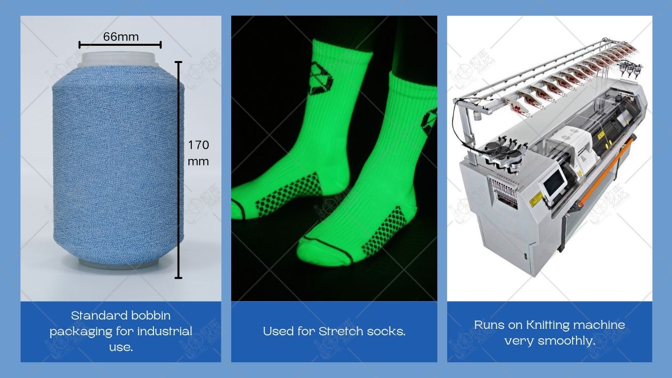 Fil élastique lumineux pour chaussettes