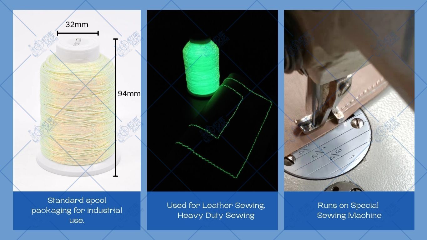 Glow in the Dark Fluorescent Leather Sewing Thread
