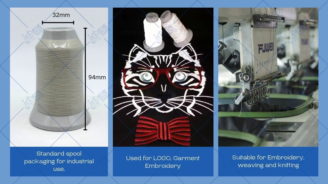 100% White Reflective Yarn for Embroidery Knitting & Weaving