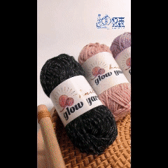 BLACK Glow in the dark fluorescent crochet yarn