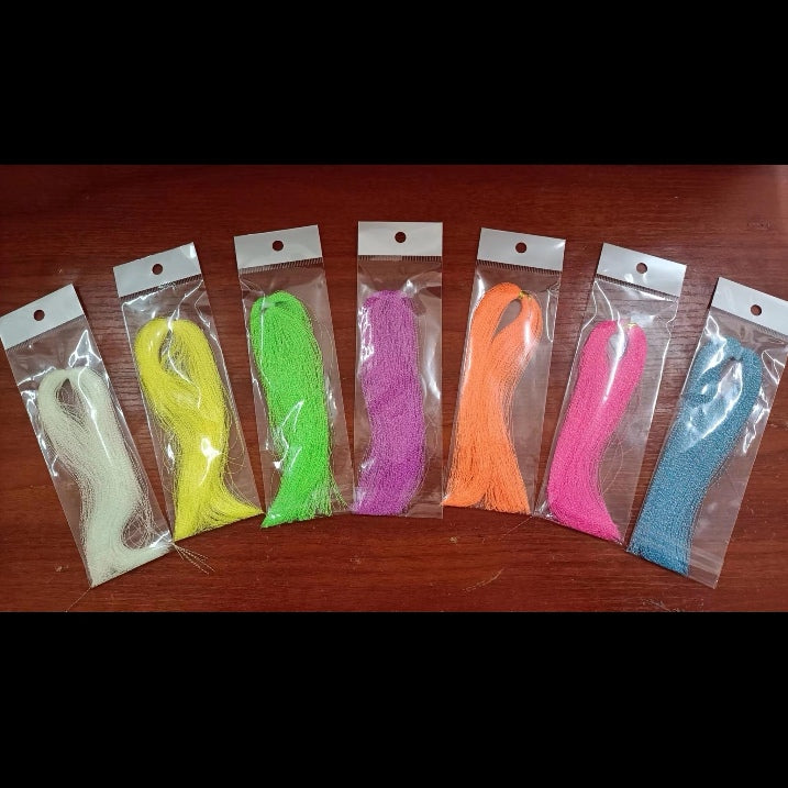 glow in the dark fluorescent fly tying material in bags