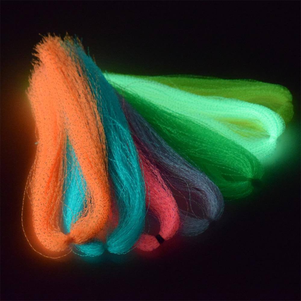 glow in the dark fluorescent fly tying material in bags