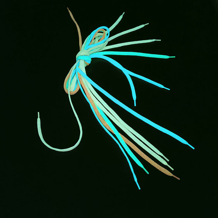 Round shoelaces with glow-in-the-dark feature for visibility in the dark