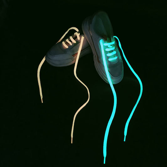 Round shoelaces with glow-in-the-dark feature for visibility in the dark