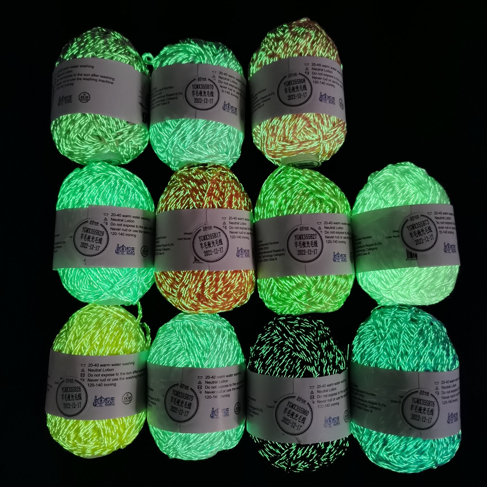Wool& Acrylic Glow in the dark fluorescent Crochet Yarn