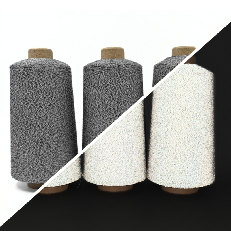 Normal and reflective effect of reflective yarn