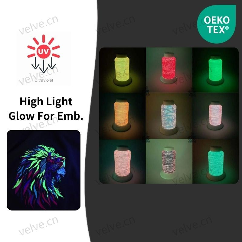 1200m High Glow in the Dark Fluorescent Embroidery Thread
