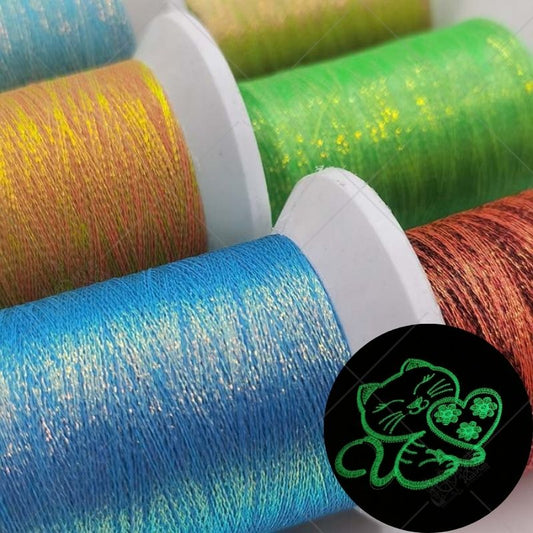 Metallic fluorescent Glow in the dark Embroidery Thread Kit (200m spool)