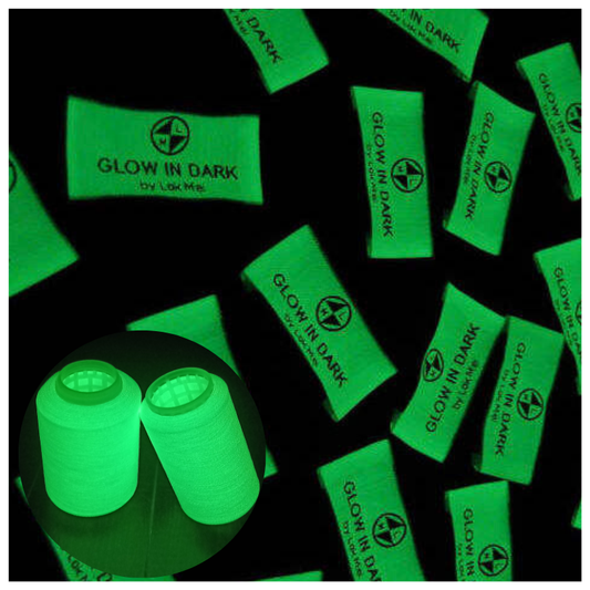 Glow in the dark fluorescent woven label yarn