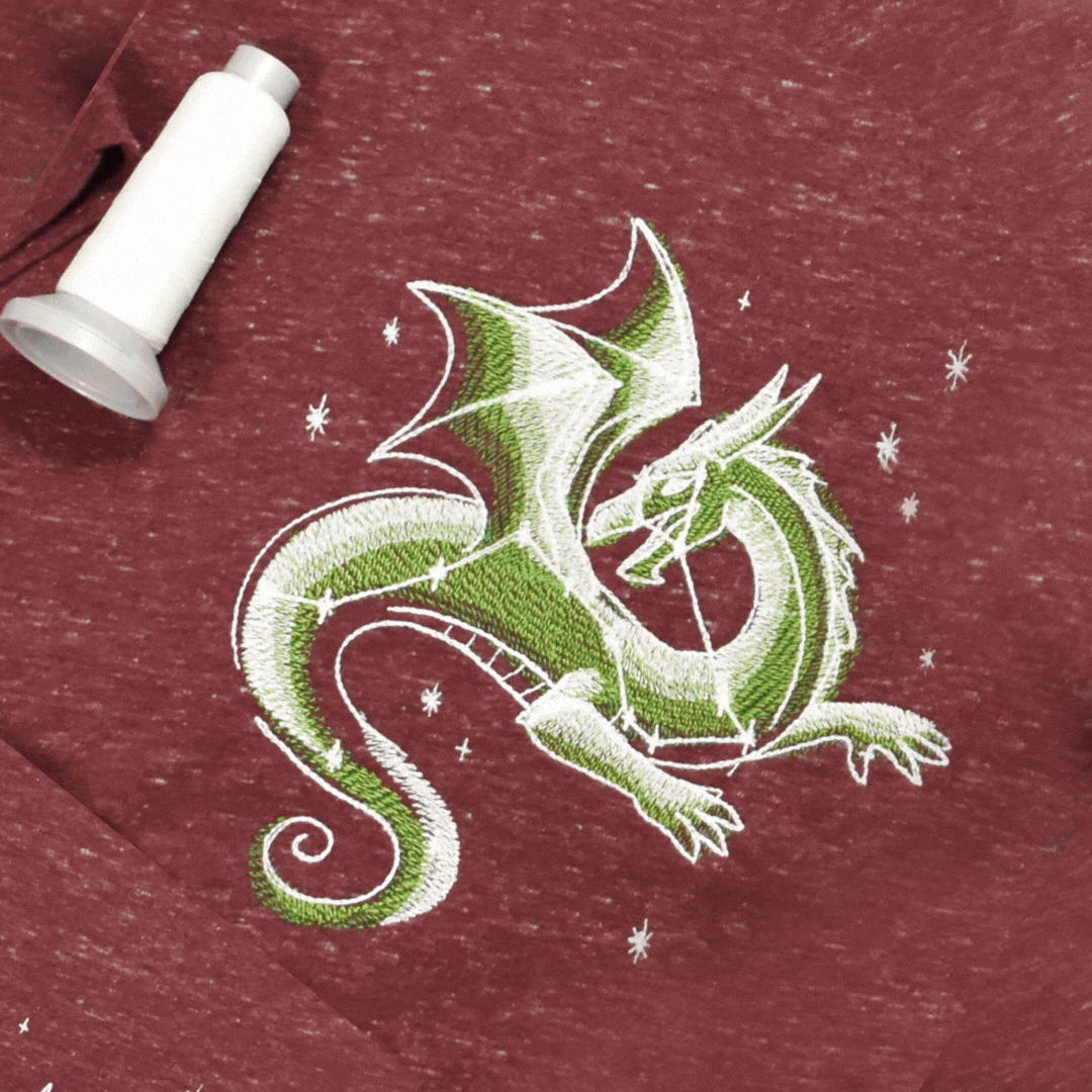 High light glow in the dark fluorescent embroidery thread embroided dragon