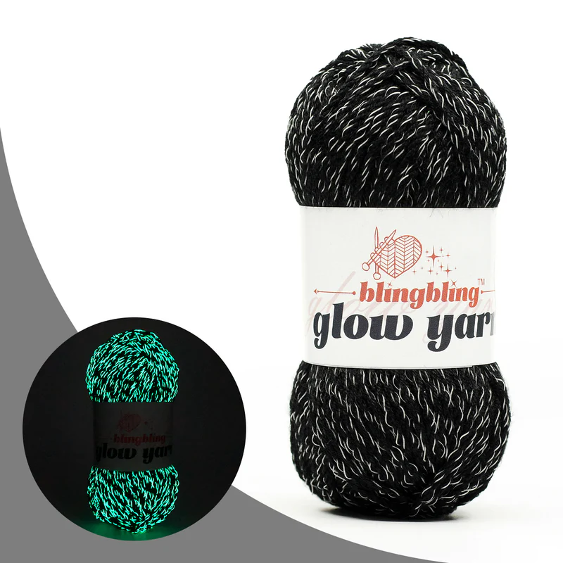 Fil à crocheter fluorescent NOIR qui brille dans le noir