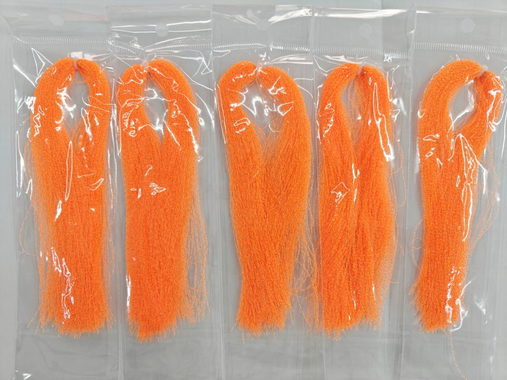 glow in the dark fluorescent fly tying material in bags orange color