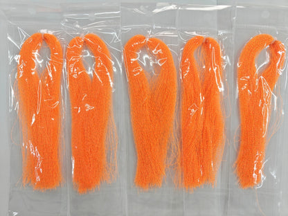 glow in the dark fluorescent fly tying material in bags orange color