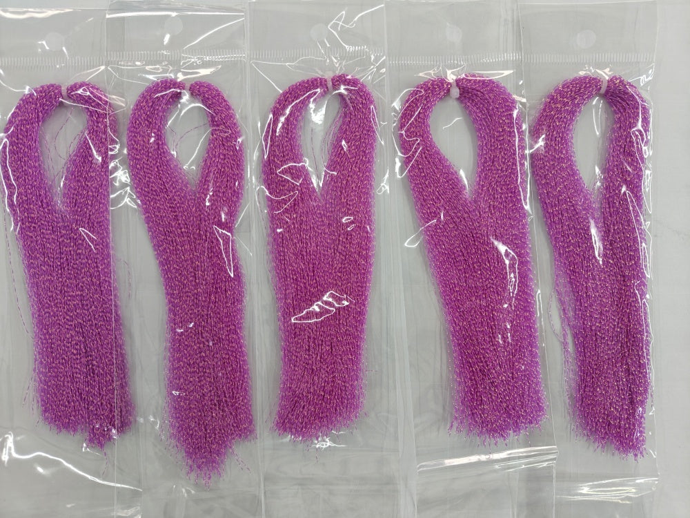 glow in the dark fluorescent fly tying material in bags purple color