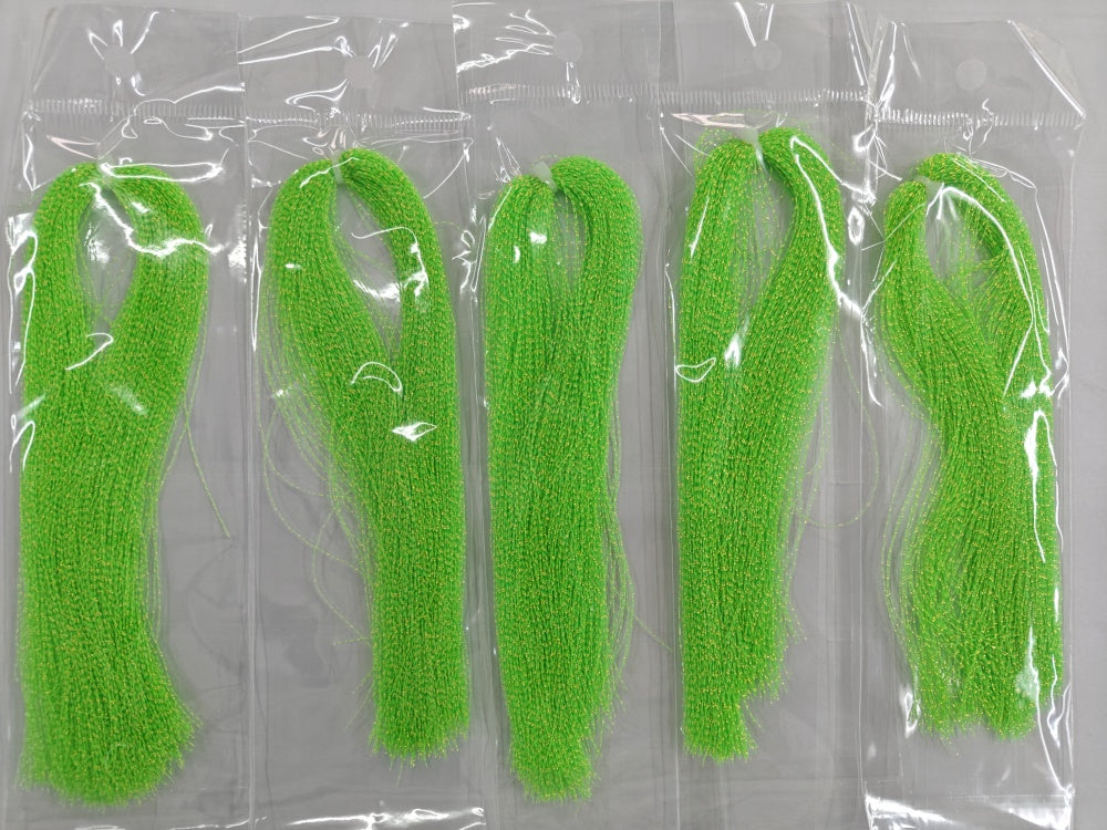 glow in the dark fluorescent fly tying material in bags green color