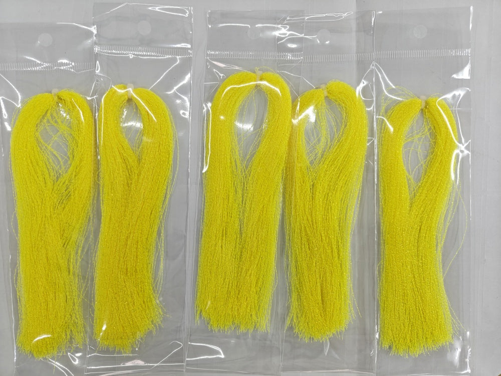 glow in the dark fluorescent fly tying material in bags yellow color