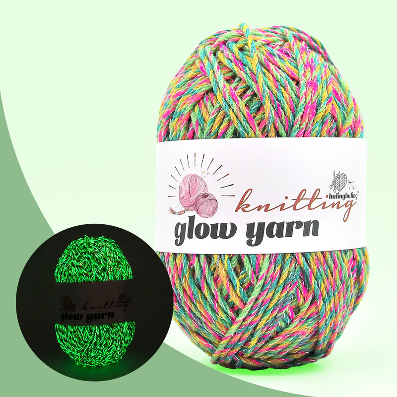 Fil à crocheter métallique fluorescent multicolore qui brille dans le noir