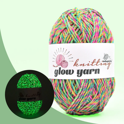 Multi-color Glow in the dark fluorescent metallic crochet yarn