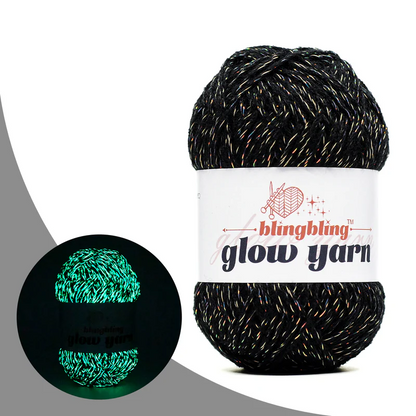 Glow in the dark fluorescent metallic crochet yarn