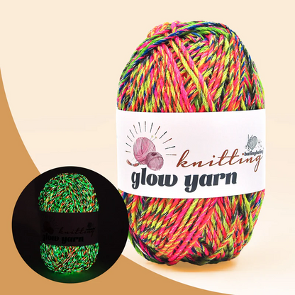 Multi-color Glow in the dark fluorescent metallic crochet yarn