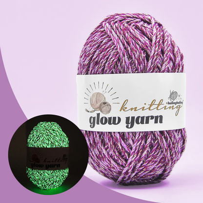 Multi-color Glow in the dark fluorescent metallic crochet yarn