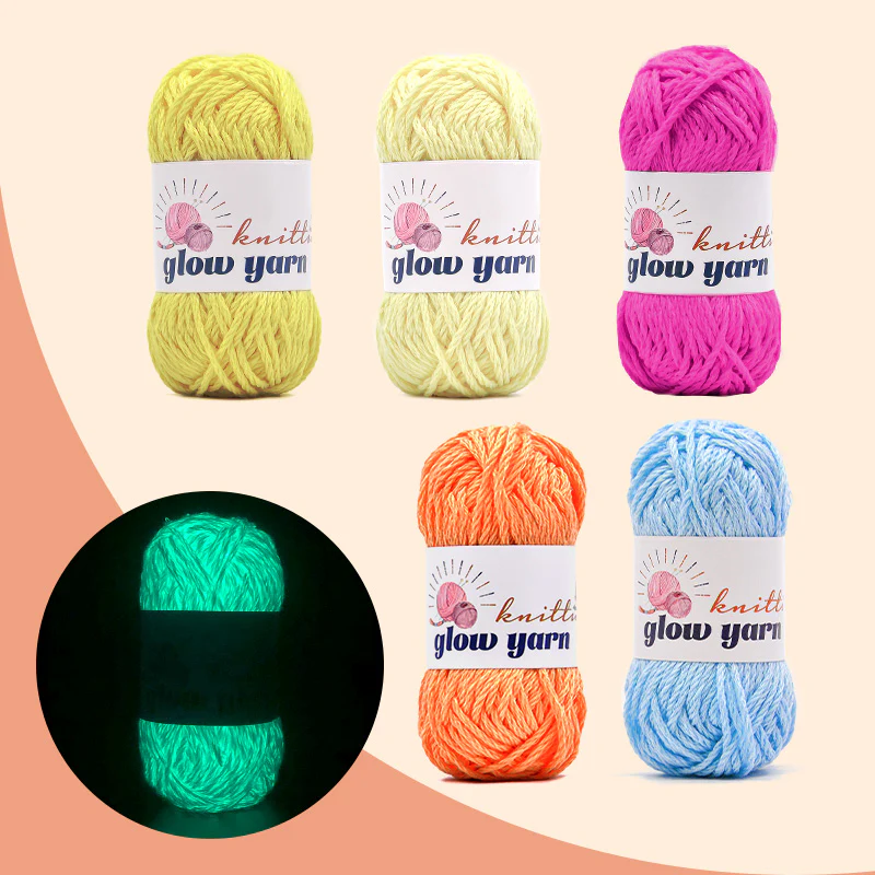 Fil à crocheter fluorescent en polyester qui brille dans le noir