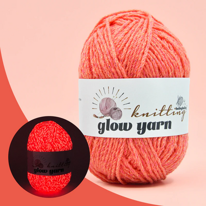 RED light fluorescent Luminous metallic crochet yarn