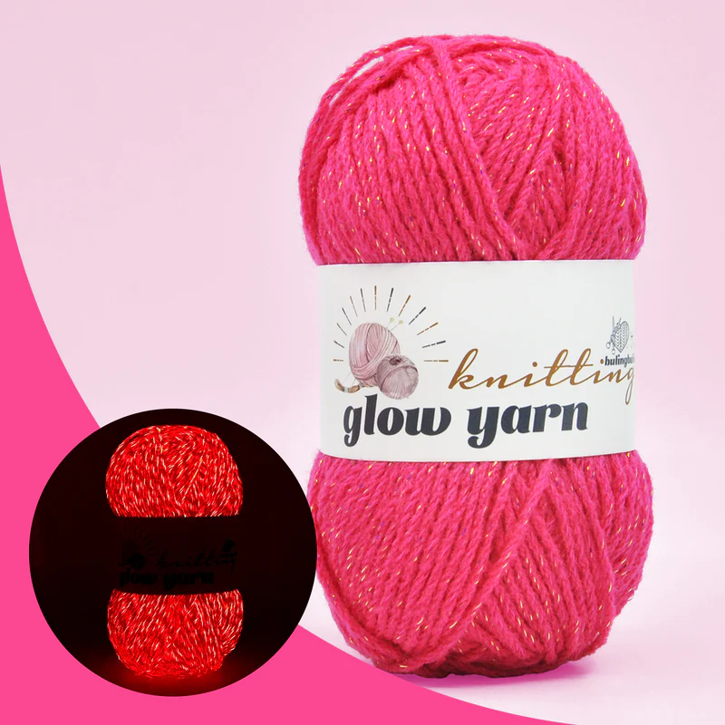 RED light fluorescent Luminous metallic crochet yarn