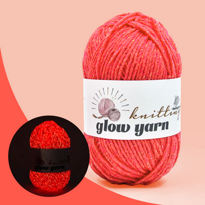 RED light fluorescent Luminous metallic crochet yarn